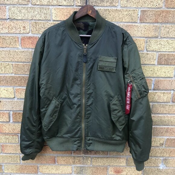 Alpha Industries MA-1 Reversible Sherpa Fleece Camo Jacket Large - Picture 14 of 15